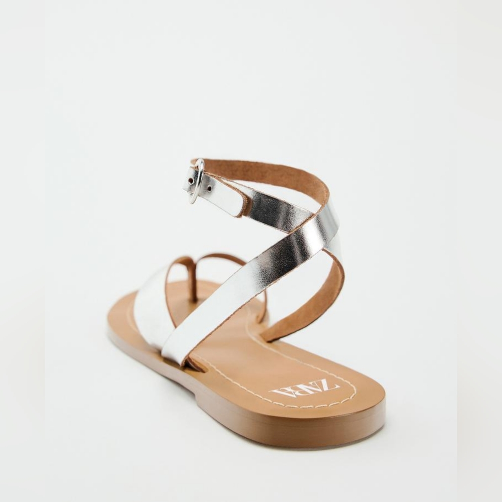Zara Metallic Flat Sandals - Picture 4 of 8